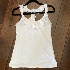 Poof large t back white tank with ruffles